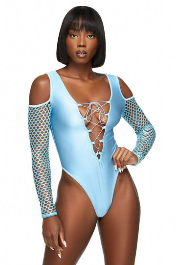 Body azul con cordones en los hombros